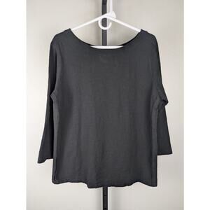 Pact black 100% organic cotton 3/4 length sleeve slub knit t-shirt